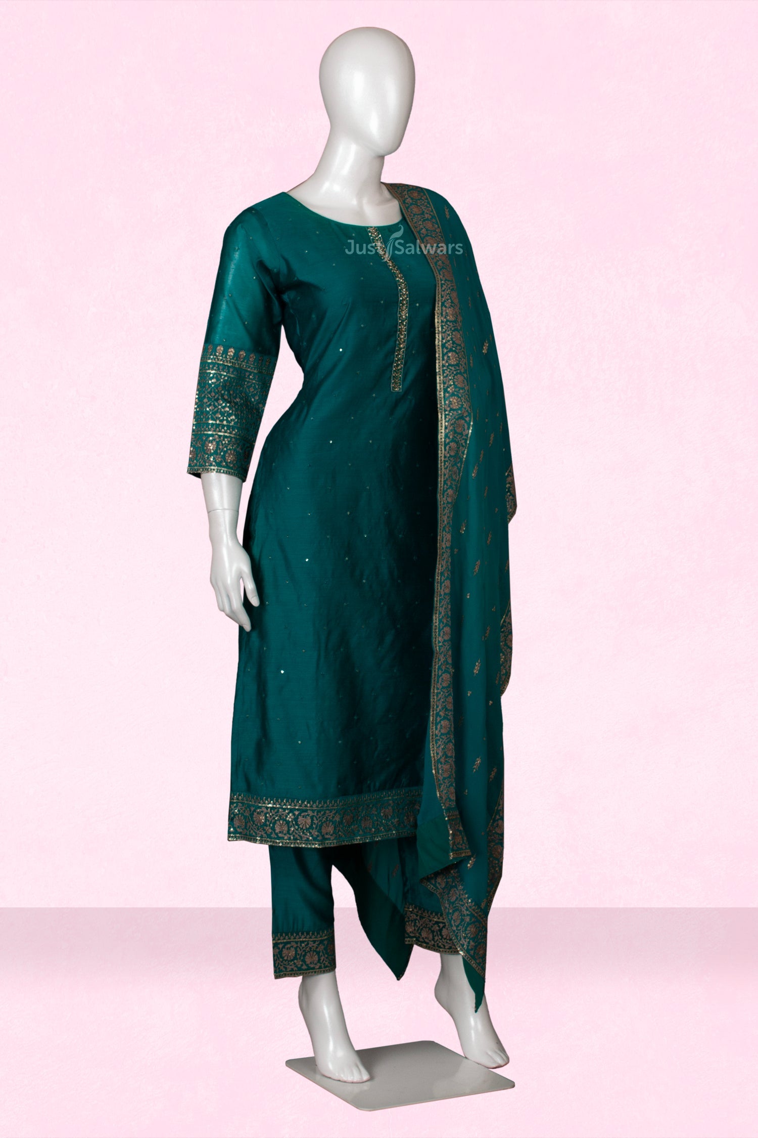 Rama Colour Straight Cut Salwar Suit -Salwar Suit- Just Salwars