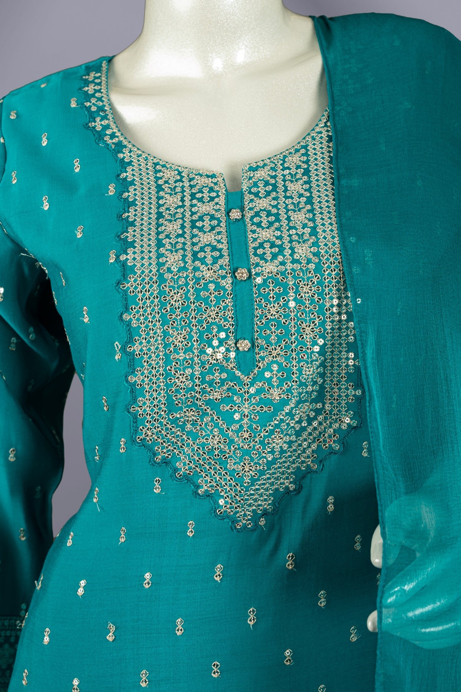 Rama Colour Straight Cut Salwar Suit -Salwar Suit- Just Salwars