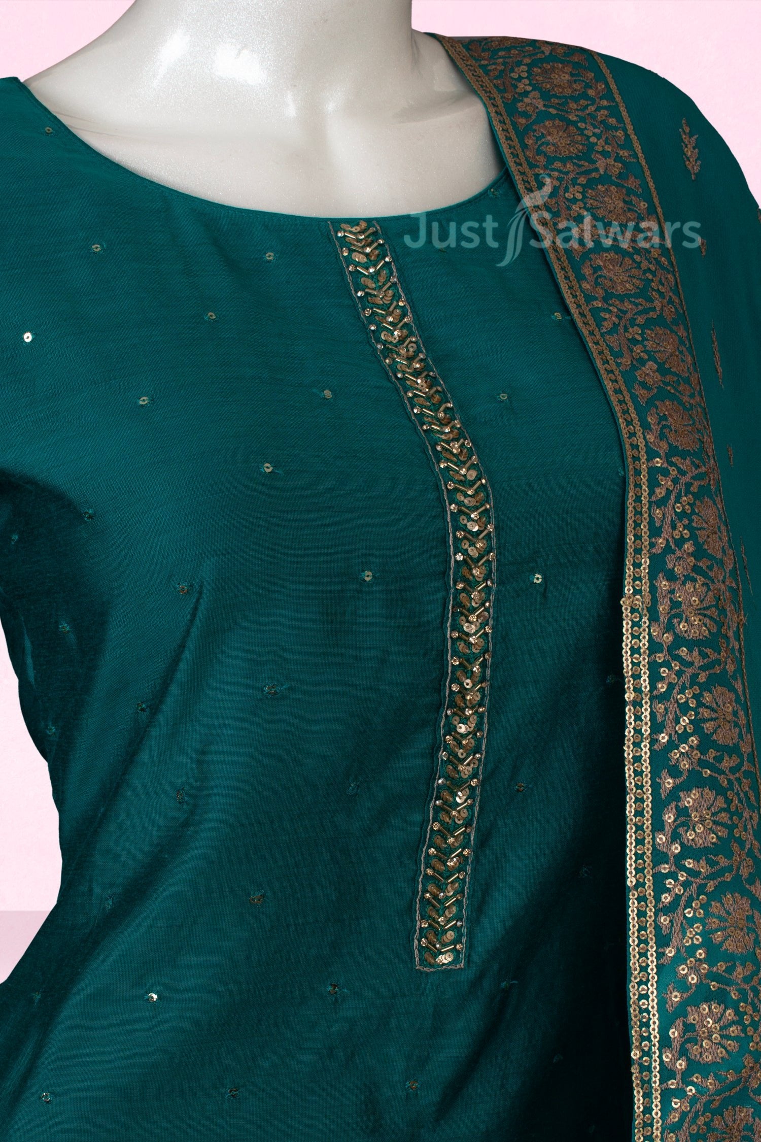 Rama Colour Straight Cut Salwar Suit -Salwar Suit- Just Salwars