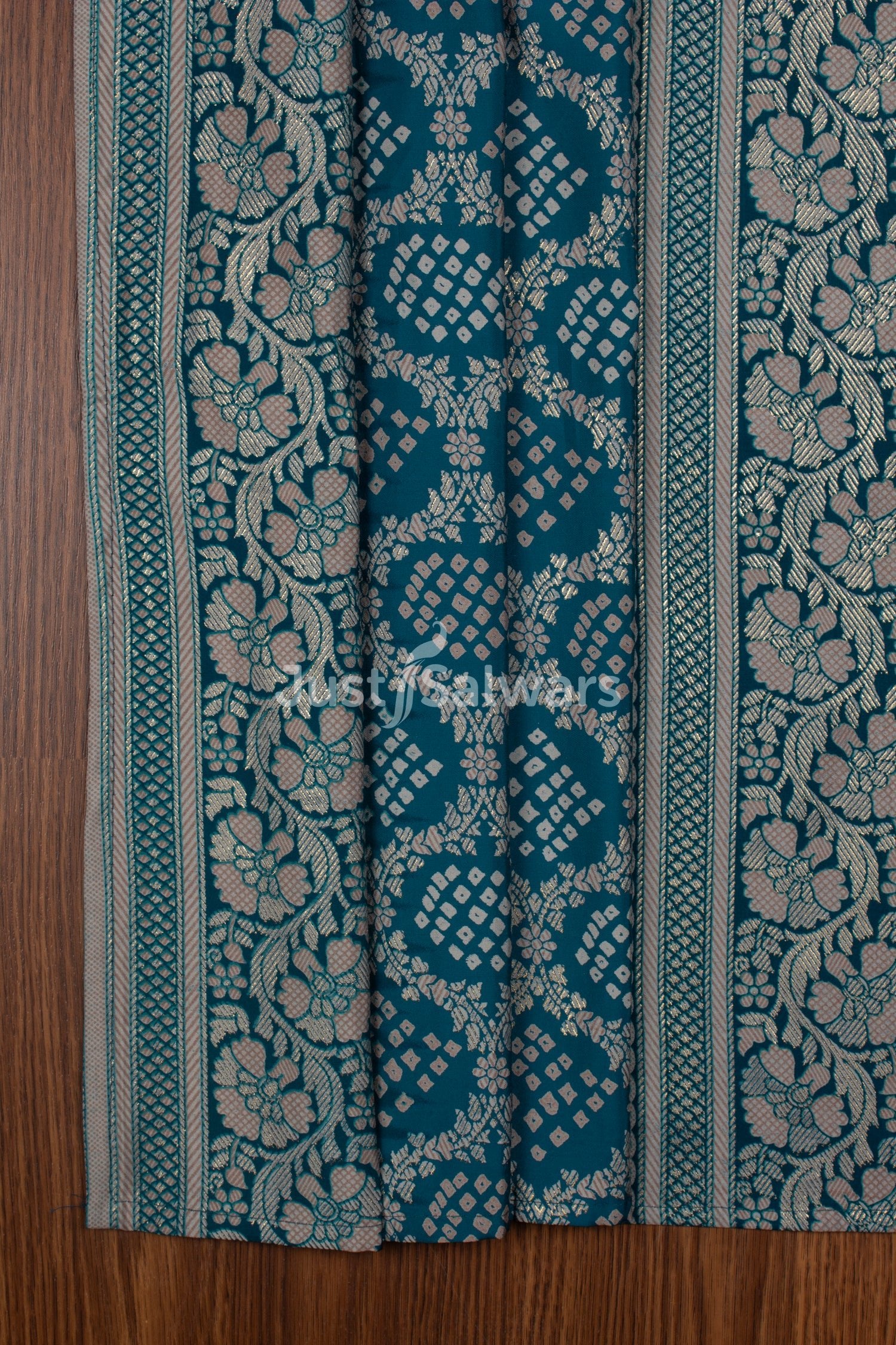 Rani Pink and Blue Colour Silk Cotton Dress Material -Dress Material- Just Salwars