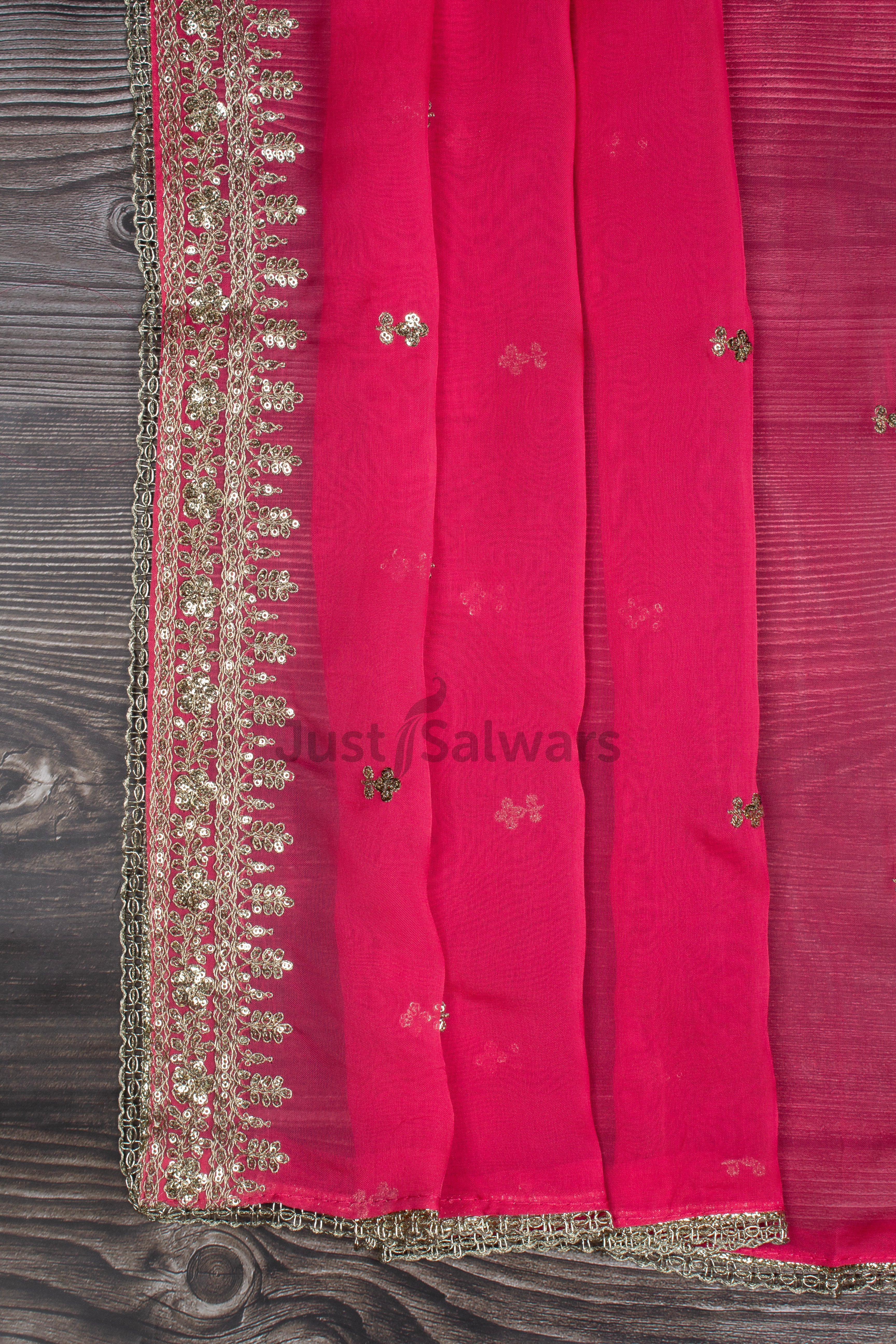 Rani Pink Mirror Work Anarkali Gown