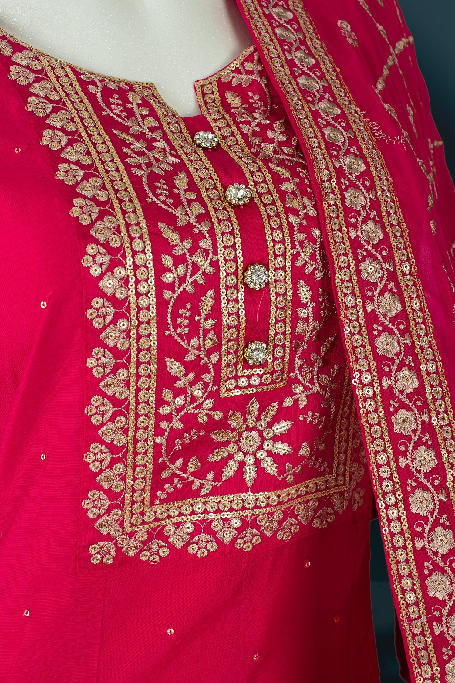 Rani Pink Colour Sequin Anarkali Suit Set -Anarkali- Just Salwars