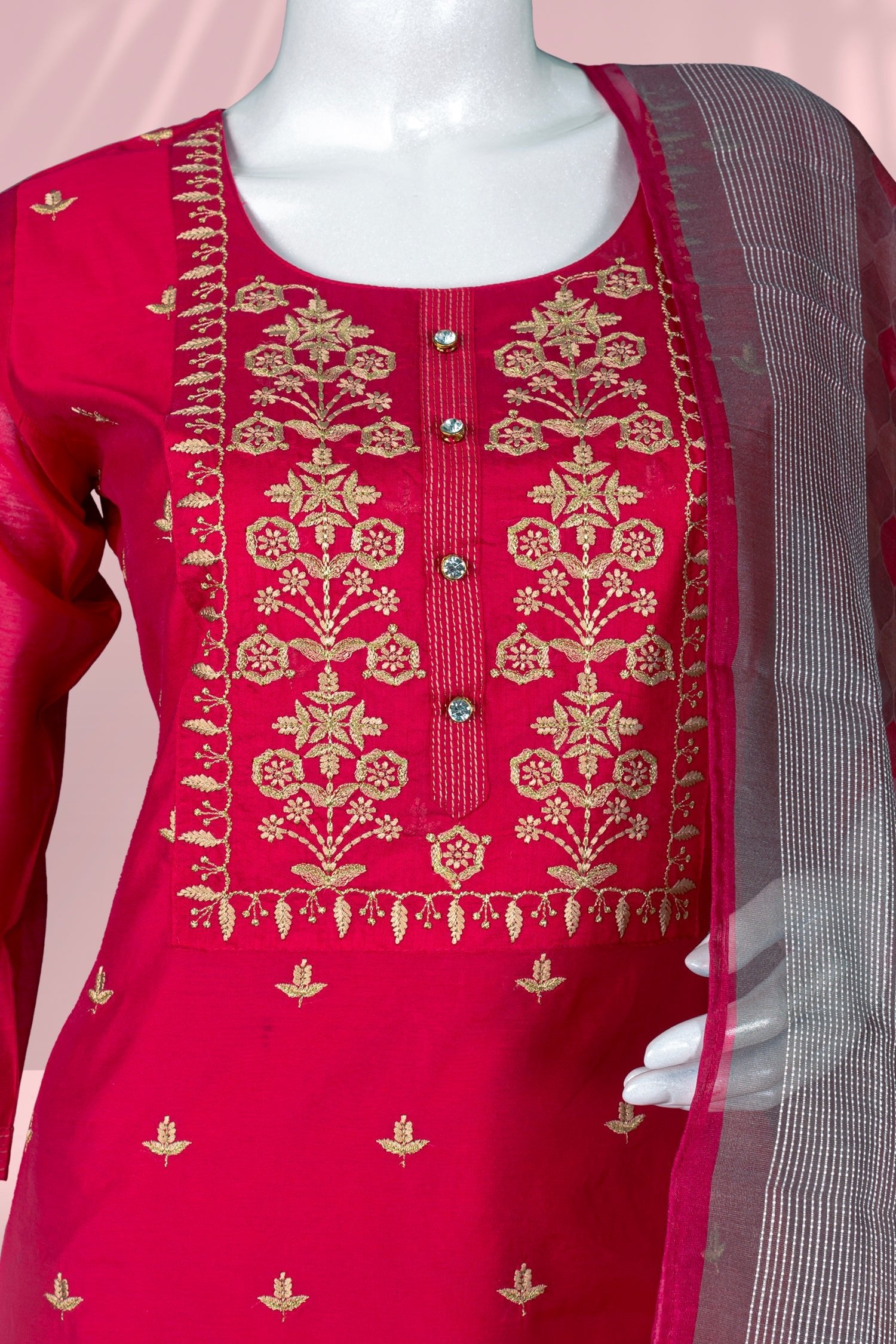 Rani Pink Colour Straight Cut Salwar Suit -Salwar Suit- Just Salwars