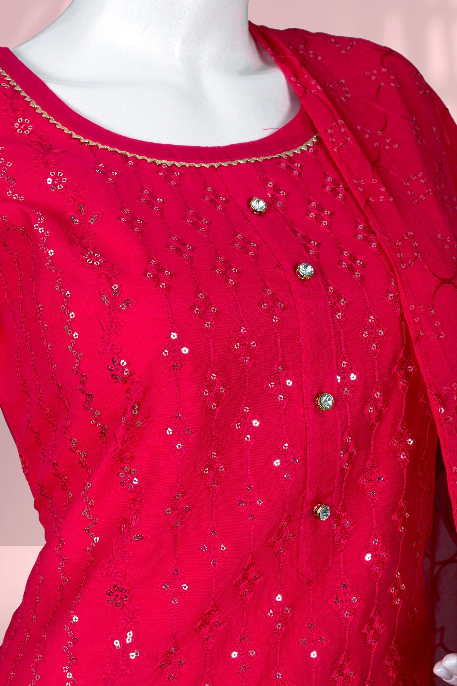 Rani Pink Colour Straight Cut Salwar Suit -Salwar Suit- Just Salwars