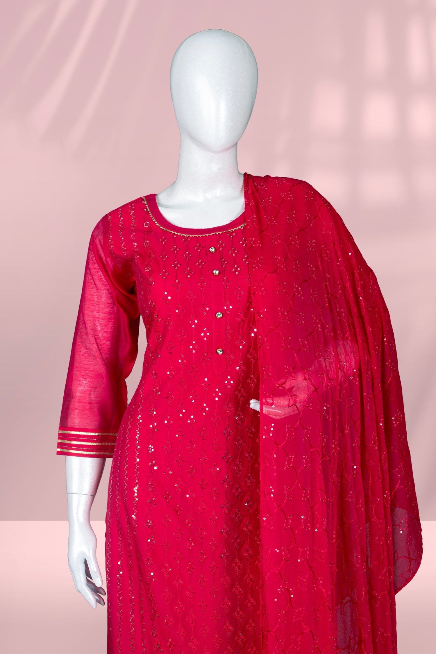 Rani Pink Colour Straight Cut Salwar Suit -Salwar Suit- Just Salwars
