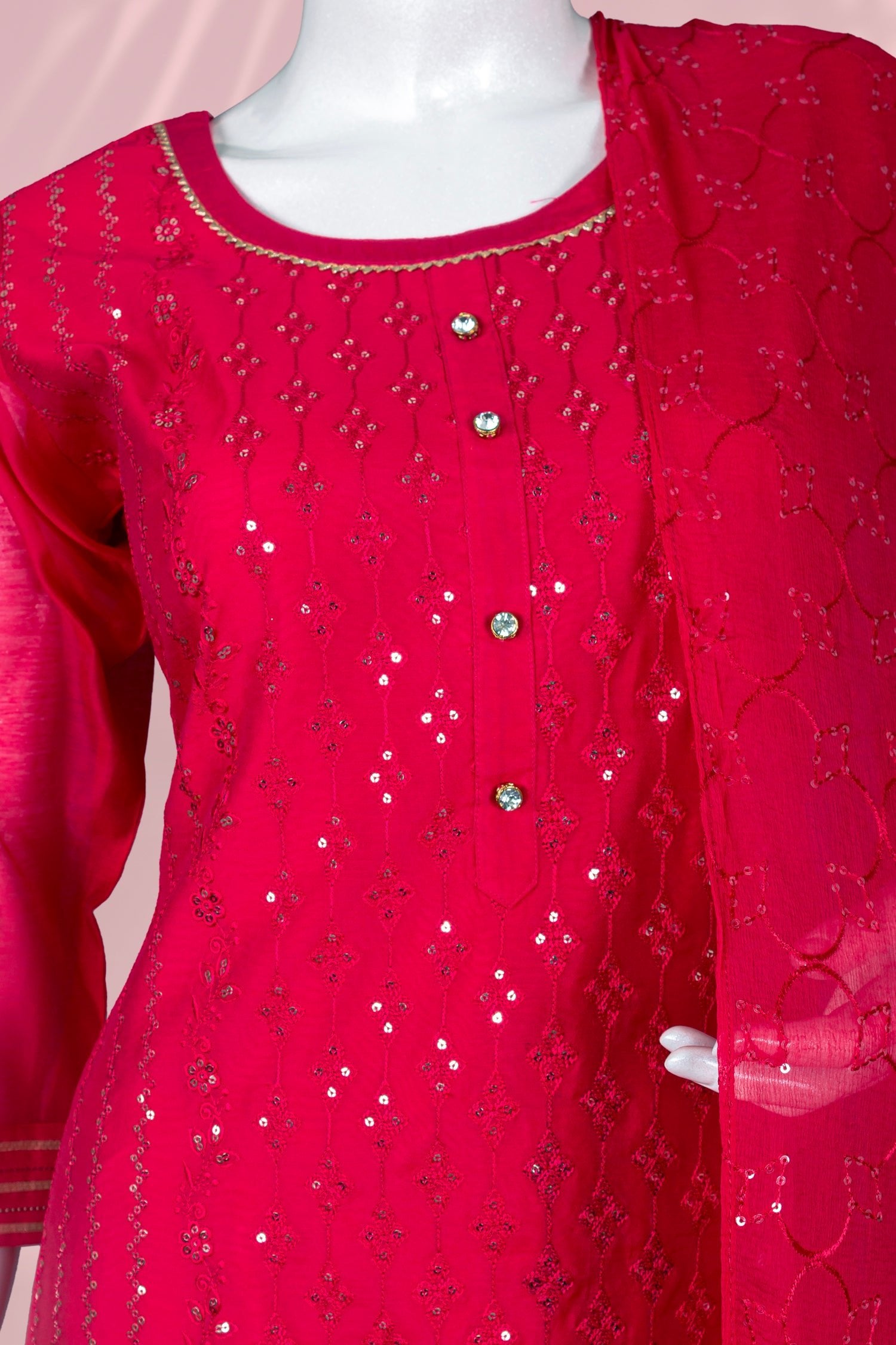 Rani Pink Colour Straight Cut Salwar Suit -Salwar Suit- Just Salwars