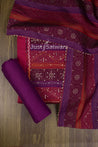 Red and Wine Colour Silk Cotton Dress Material -Dress Material- Just Salwars