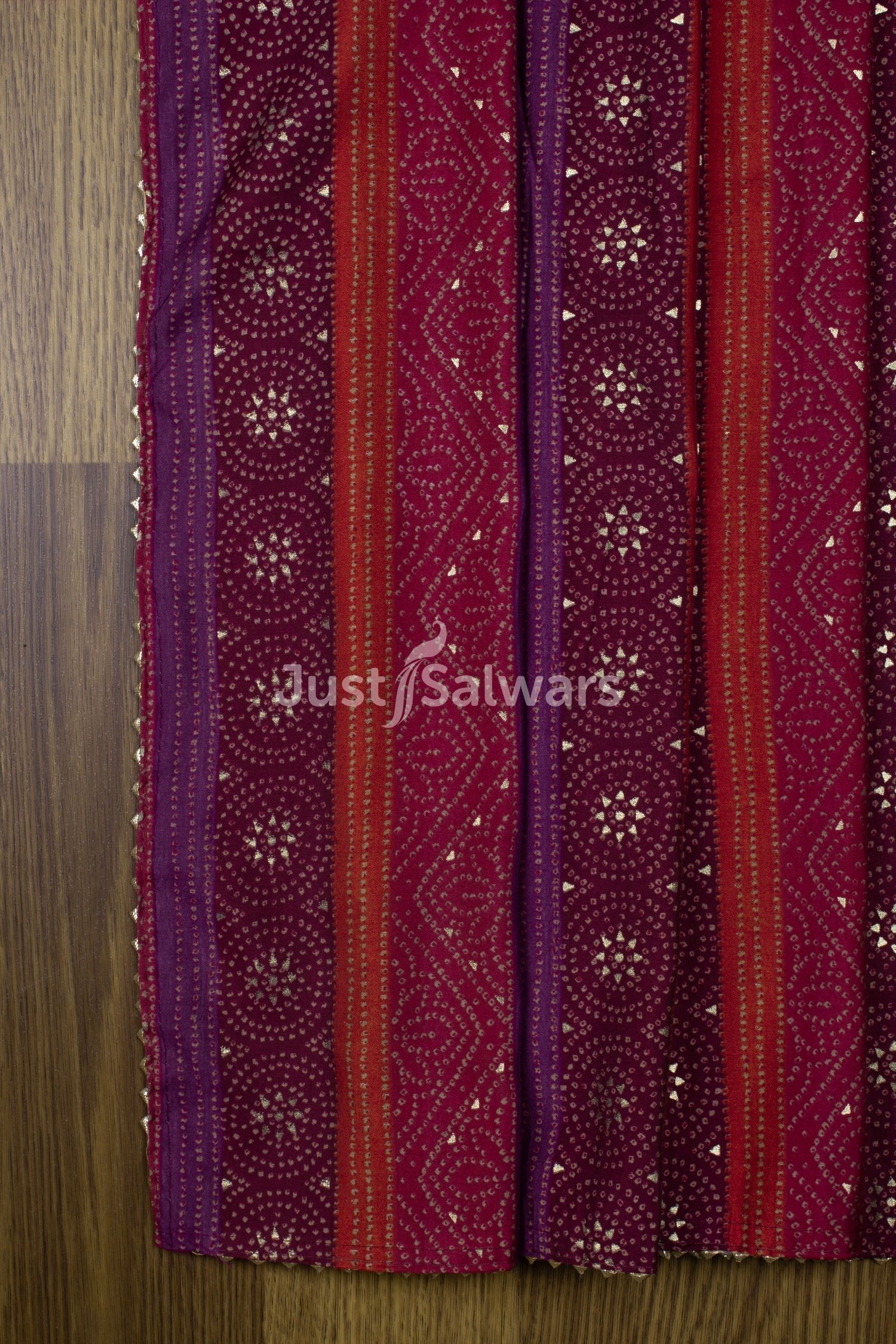 Red and Wine Colour Silk Cotton Dress Material -Dress Material- Just Salwars