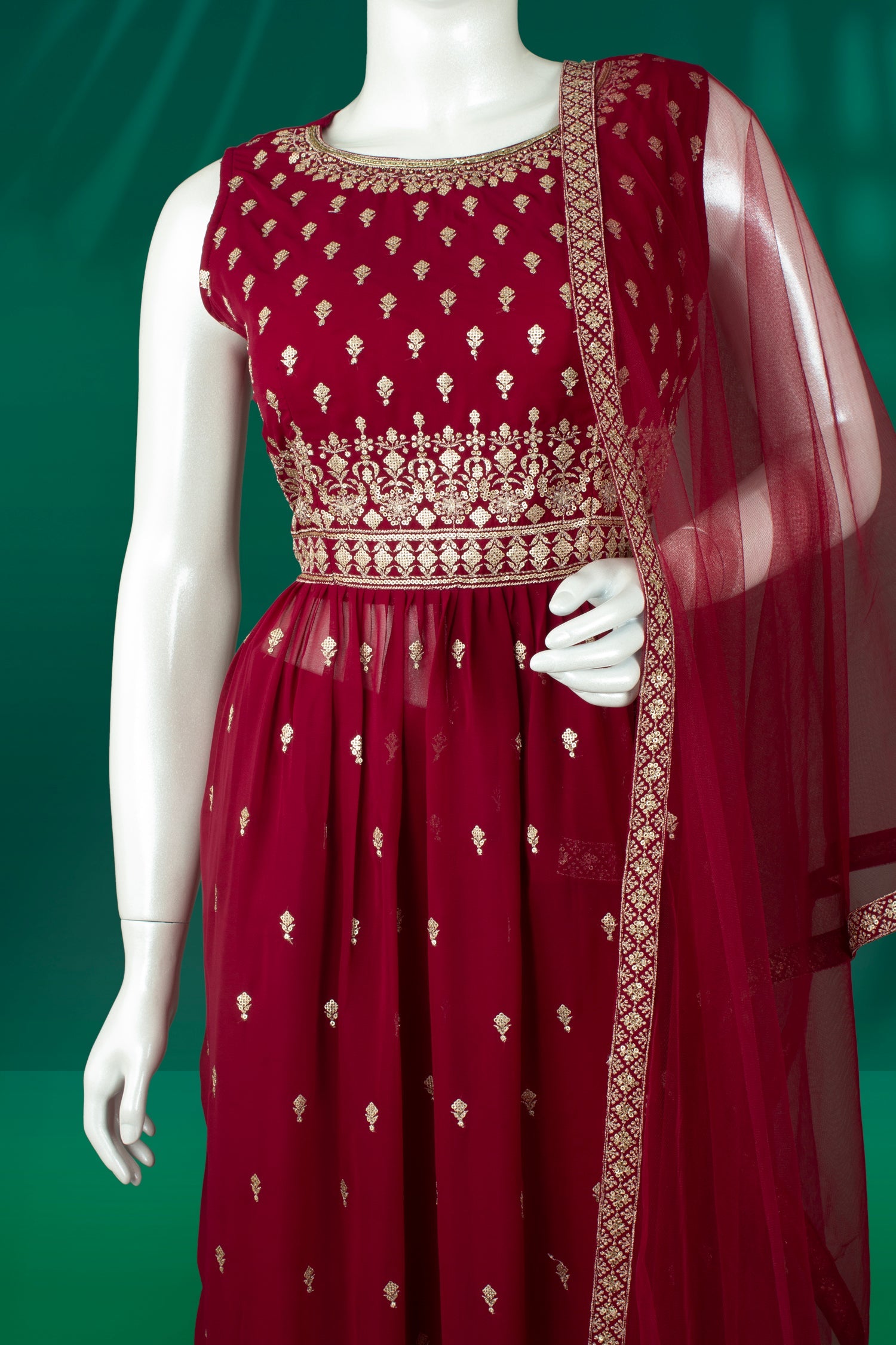 Red Wine Colour Sharara Set -Sharara Set- Just Salwars