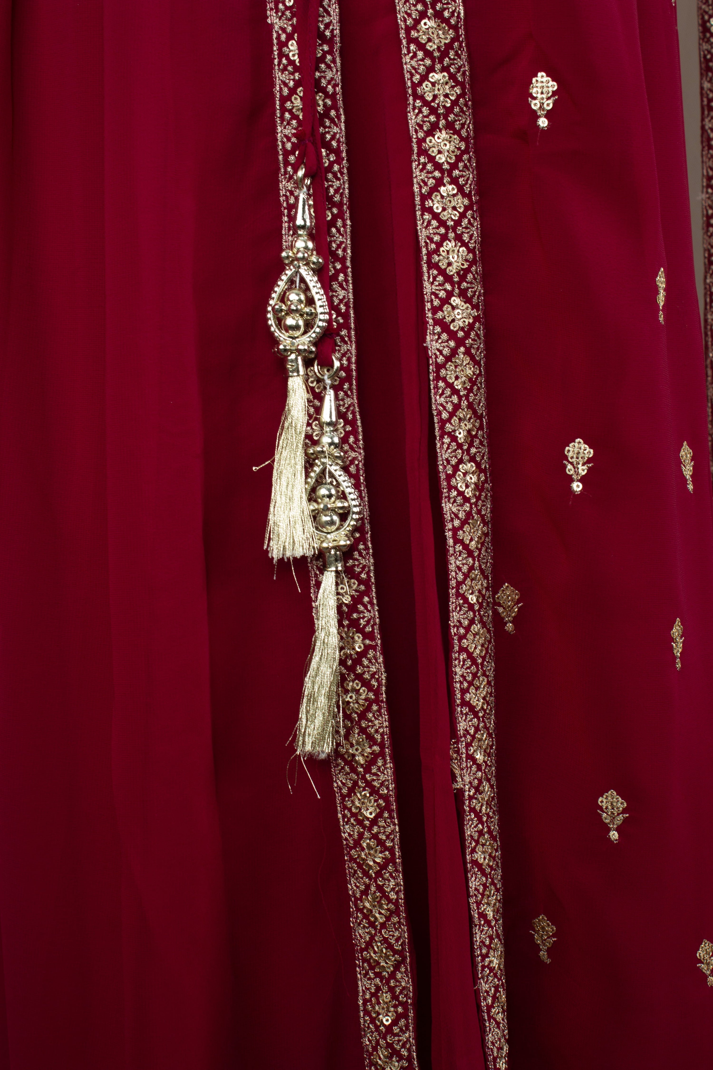 Red Wine Colour Sharara Set -Sharara Set- Just Salwars