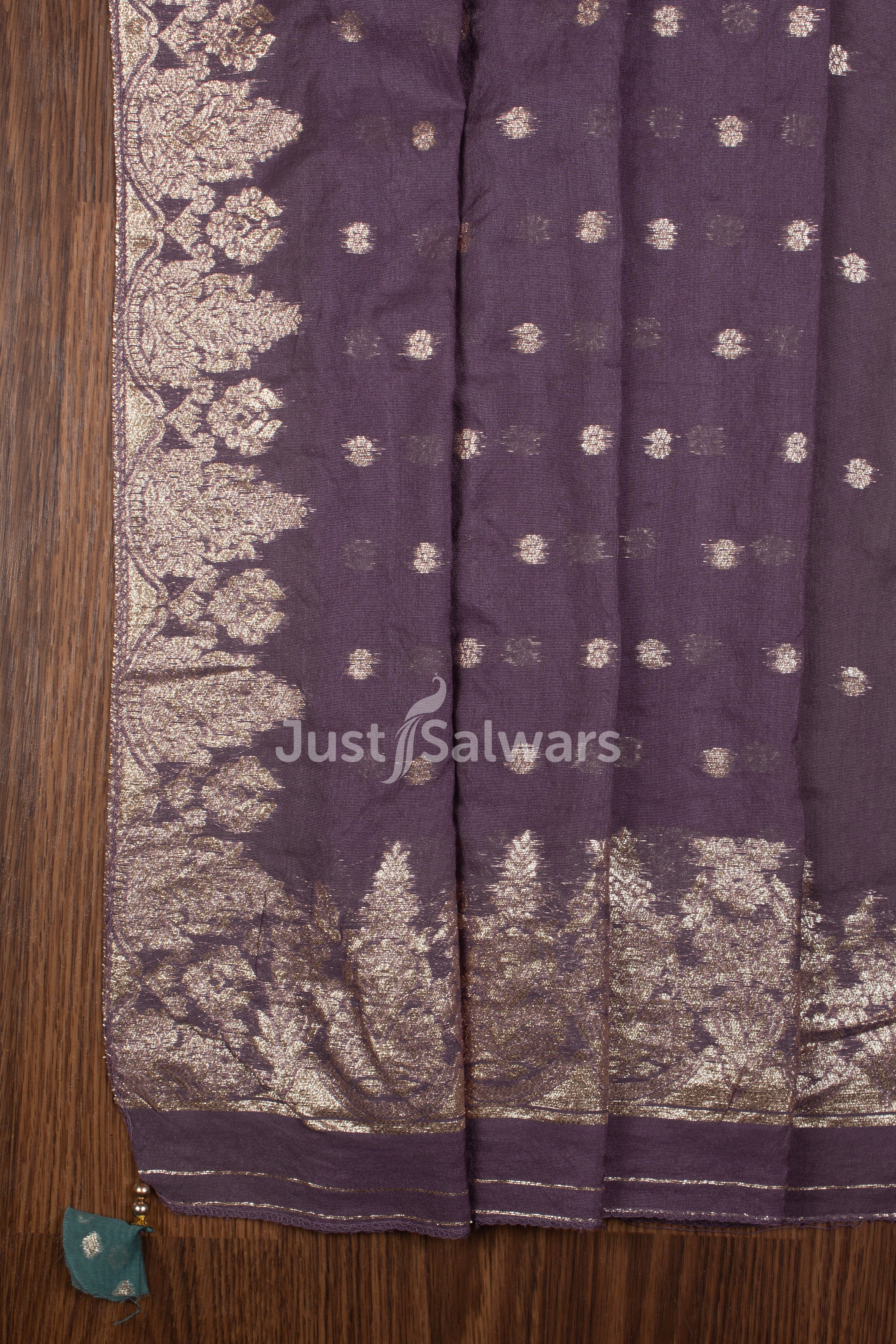 Sea Green and Purple Colour Silk Cotton Dress Material -Dress Material- Just Salwars