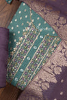 Sea Green and Purple Colour Silk Cotton Dress Material -Dress Material- Just Salwars