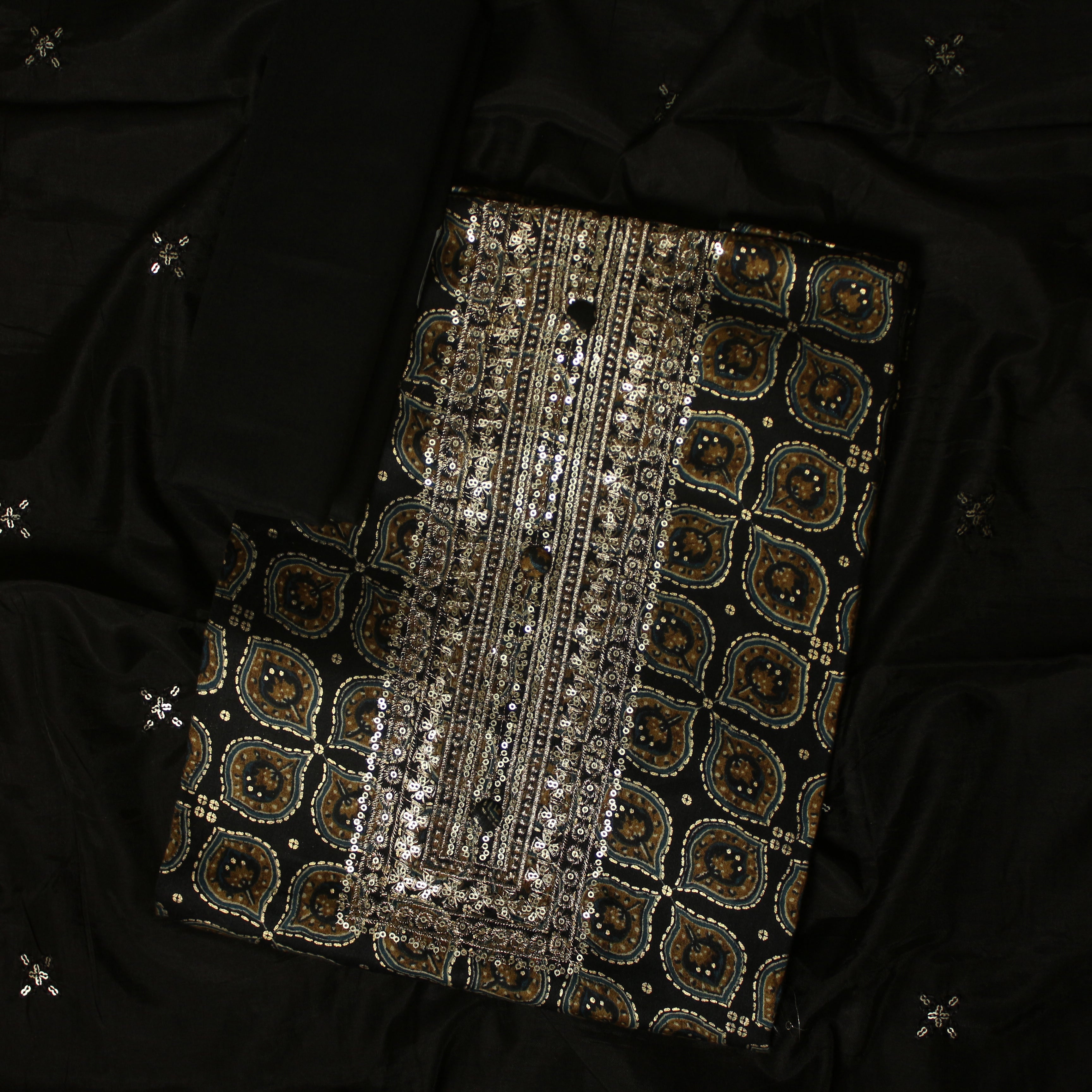 Silk Cotton Partywear Dress Material -Dress Material- Just Salwars