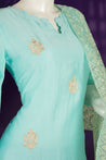 Sky Blue Colour Muslin Straight Cut Salwar Suit -Salwar Suit- Just Salwars