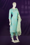 Sky Blue Colour Muslin Straight Cut Salwar Suit -Salwar Suit- Just Salwars