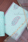 Sky Blue Colour Unstitched Dress Material -Dress Material- Just Salwars