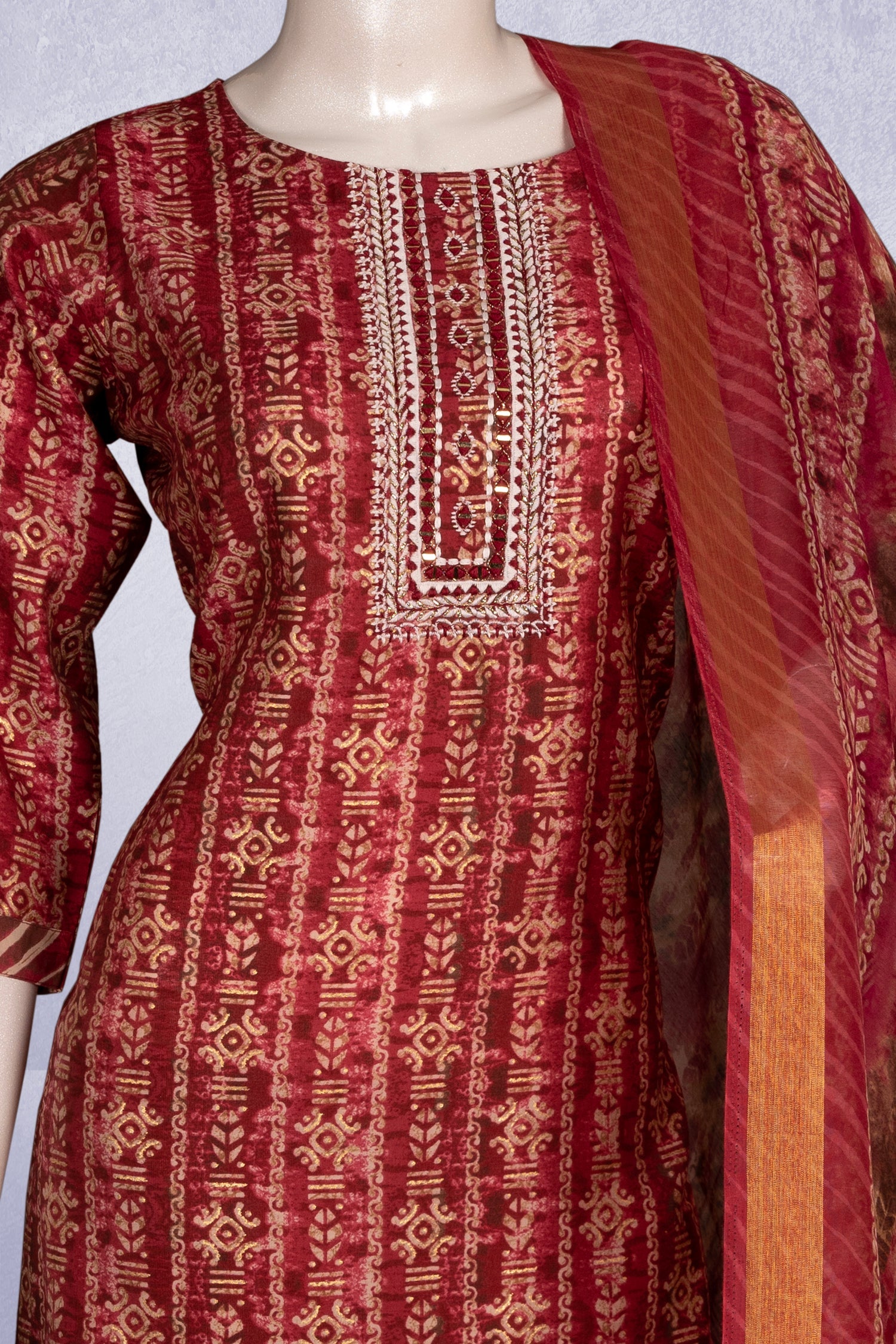 Wine Colour Straight Cut Salwar Suit -Salwar Suit- Just Salwars