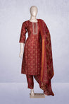 Wine Colour Straight Cut Salwar Suit -Salwar Suit- Just Salwars