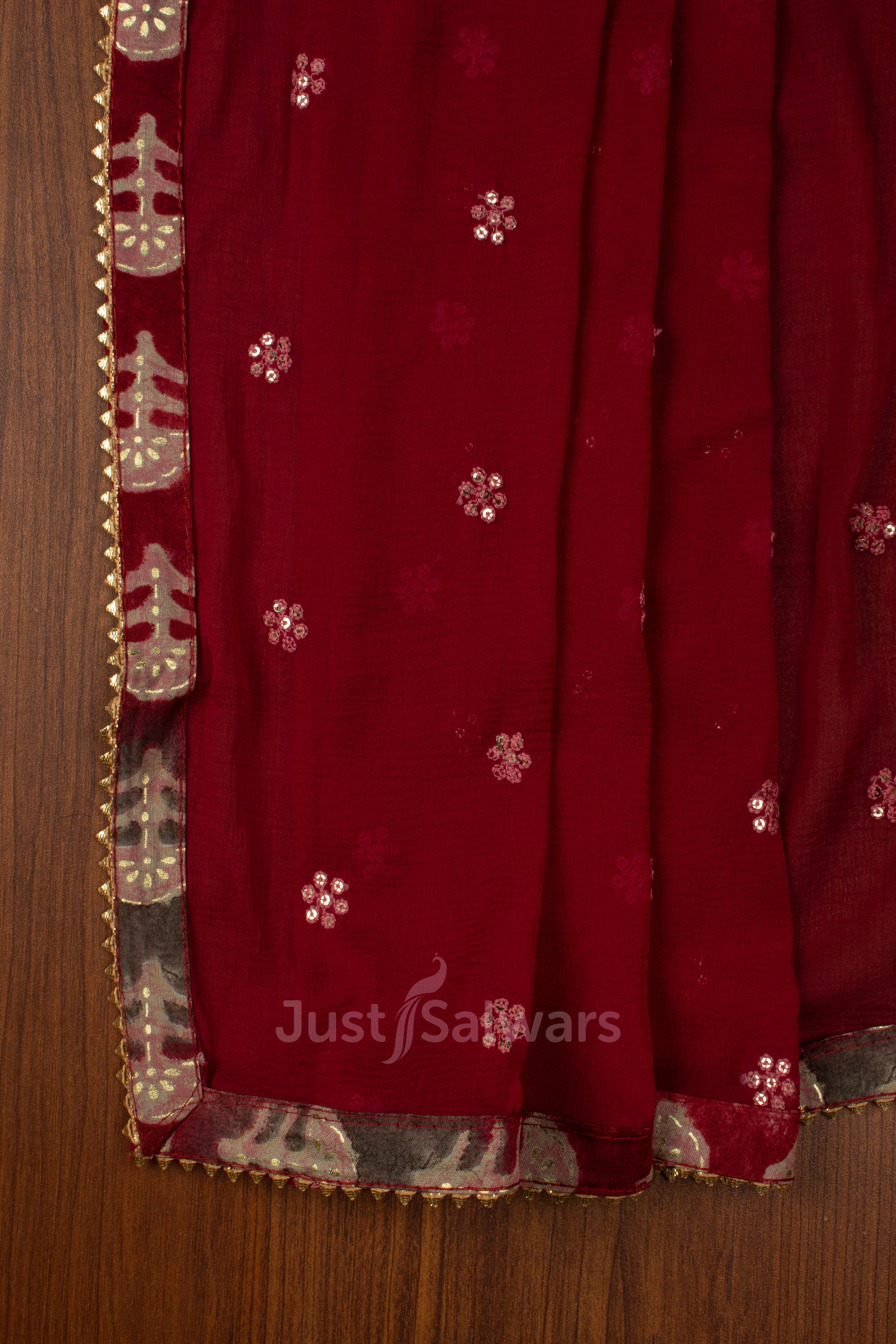 Wine Colour Unstitched Dress Material -Dress Material- Just Salwars