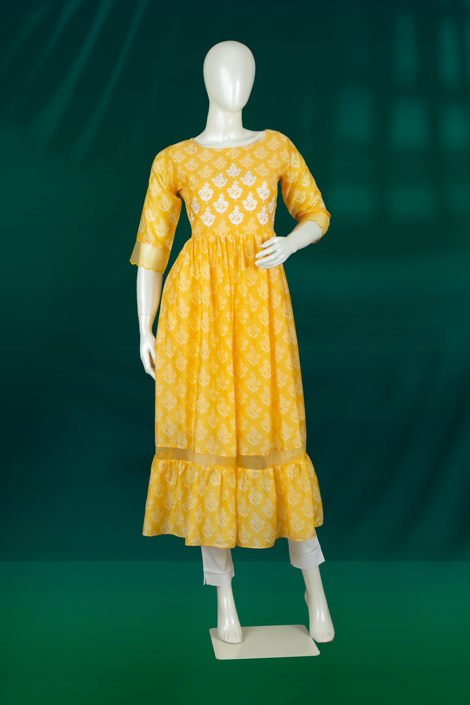 Yellow Colour Anarkali Gown -Gown- Just Salwars