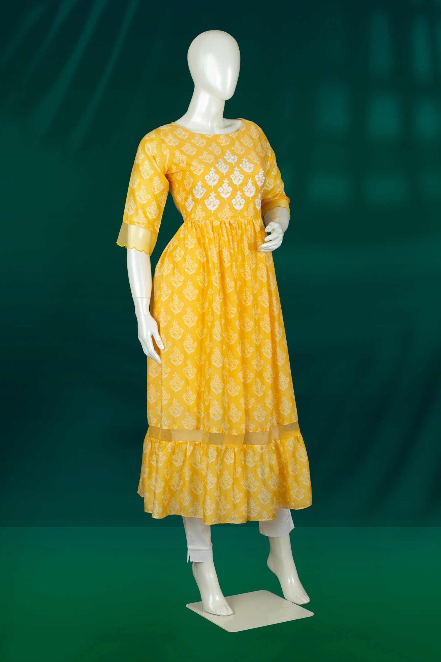 Yellow Colour Anarkali Gown -Gown- Just Salwars