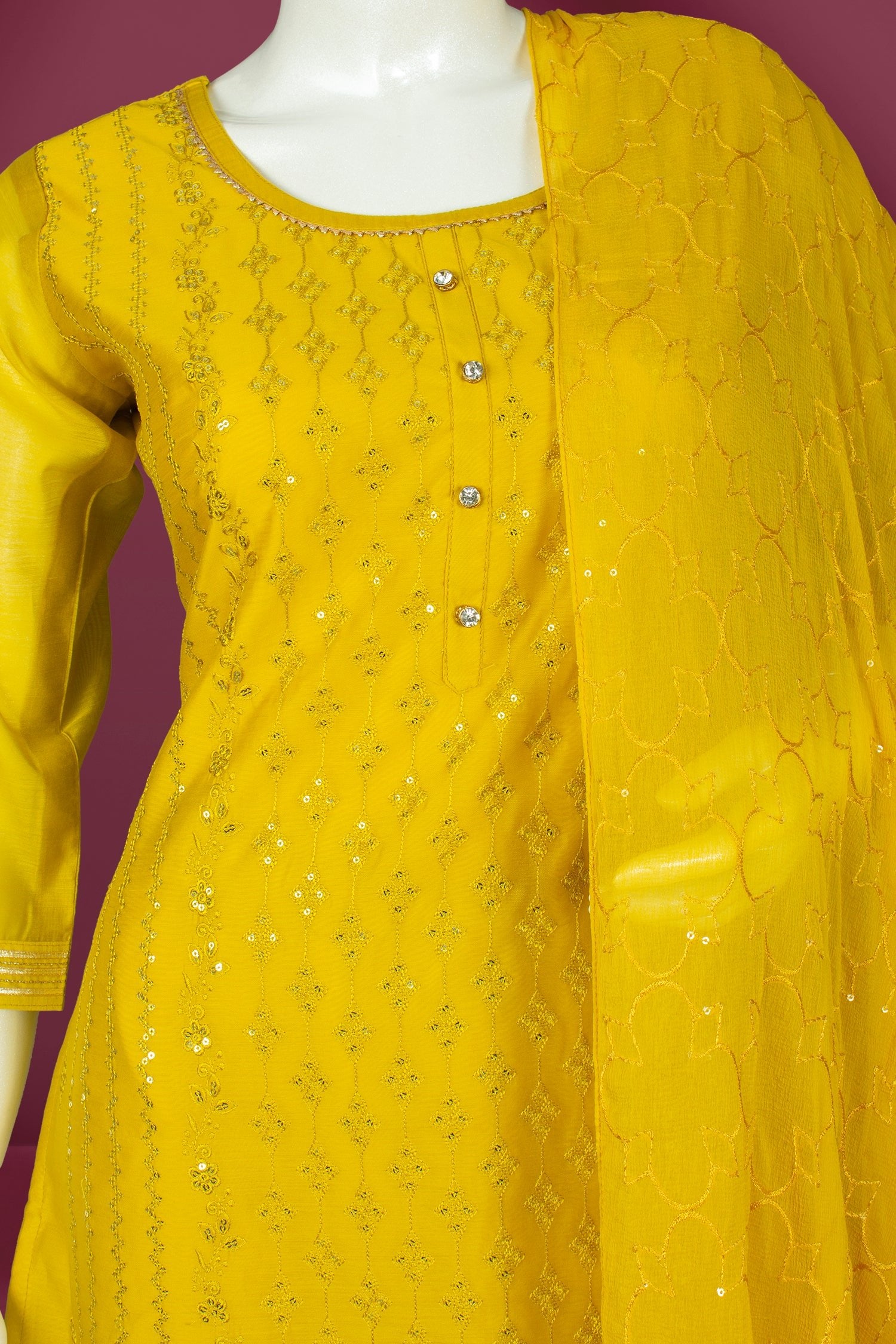 Yellow Colour Straight Cut Salwar Suit -Salwar Suit- Just Salwars